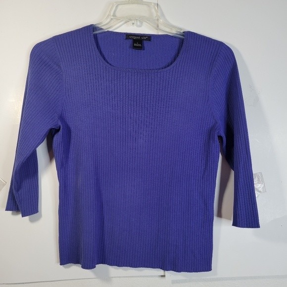 august silk Sweaters - Womans August Silk Periwinkle Crop Sweater Elbow length Sleeves Size Large